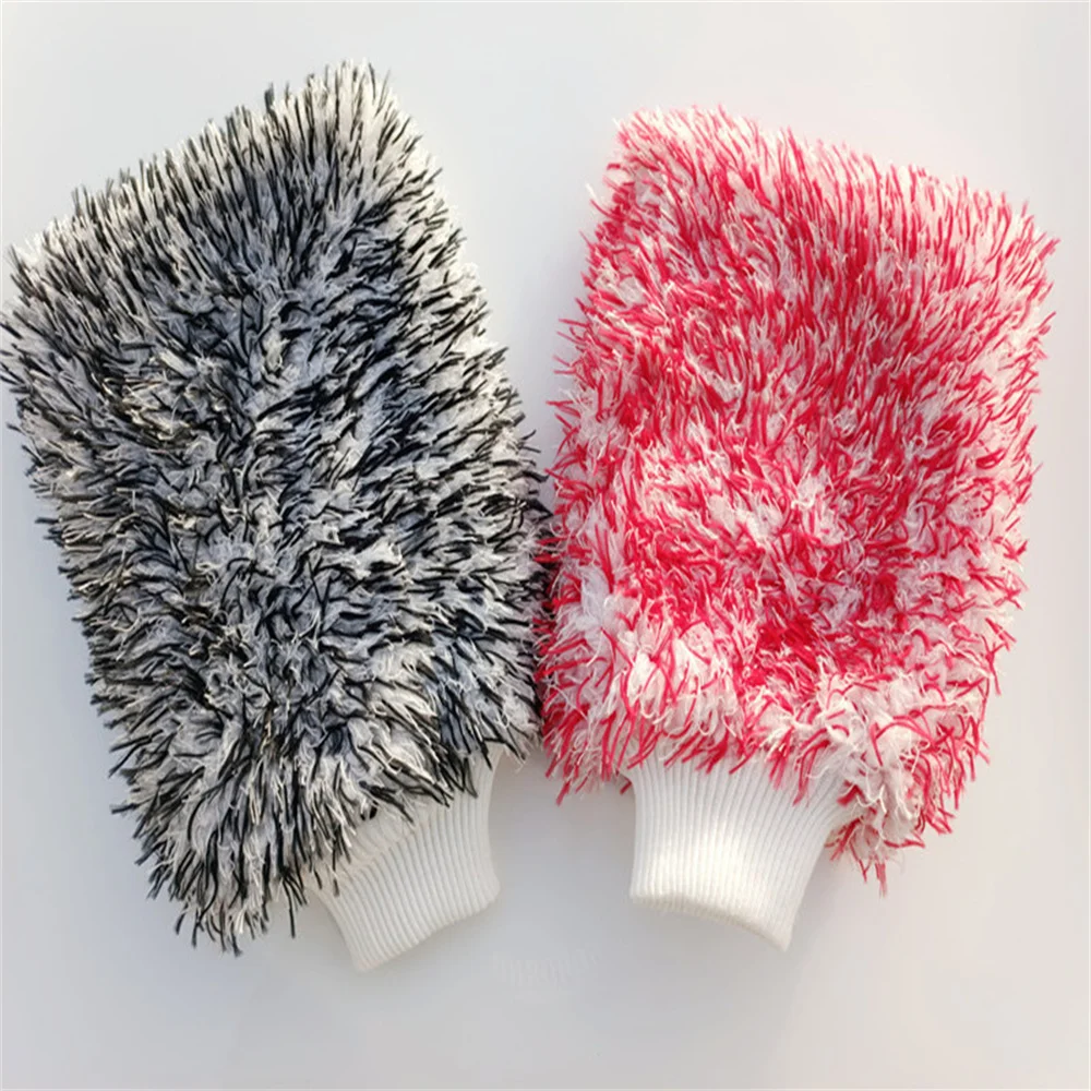 Coral Fleece Car Cleaning Gloves Large Color Plush Fine Fiber Cleaning Towel Car Washing Supplies Bear Paw Accessories