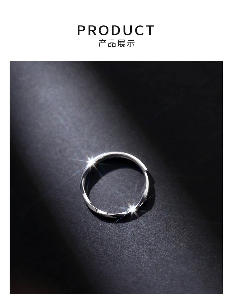 Silver Rings Silver Ring 925 Sterling Silver Geometric Bending Adjustable Open Ring For Women Party Birthday Gift