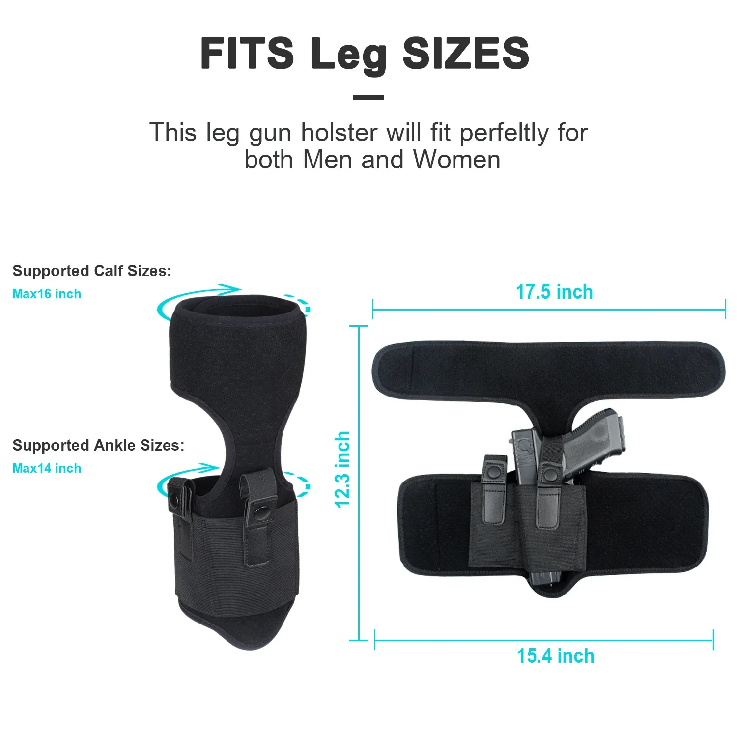 Concealed Carry Ankle Gun Holster for Glock 43 42 33 30 27 26 S&W M&P Shield 9mm Bodyguard .380 Ruger LCP LC9 Sig Sauer pistol holster gun holster gun accessories