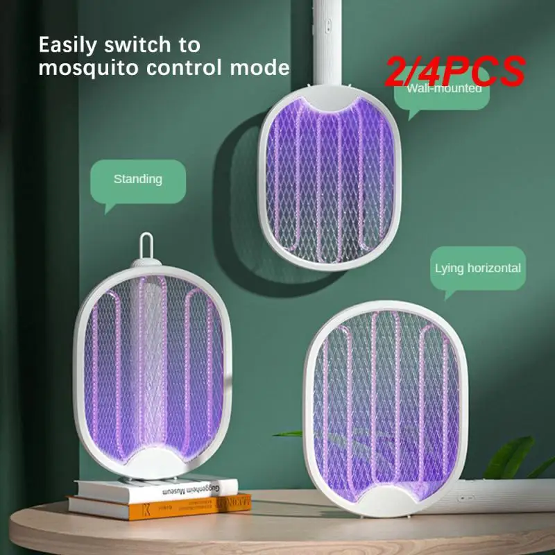 

2/4PCS Foldable Electric Mosquito Killer Zapper USB Rechargeable Household Safety Fly Anti Mosquitos Swatter UV Repellent Lamp