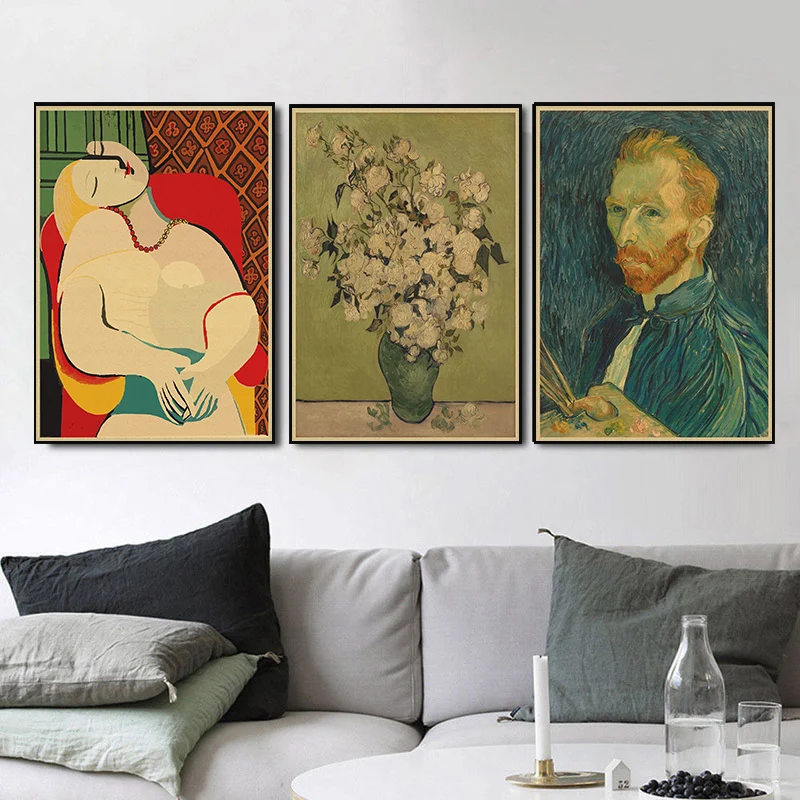 Leonardo Da Vinci & Vincent van Gogh Aesthetic Canvas Poster Wall Art
