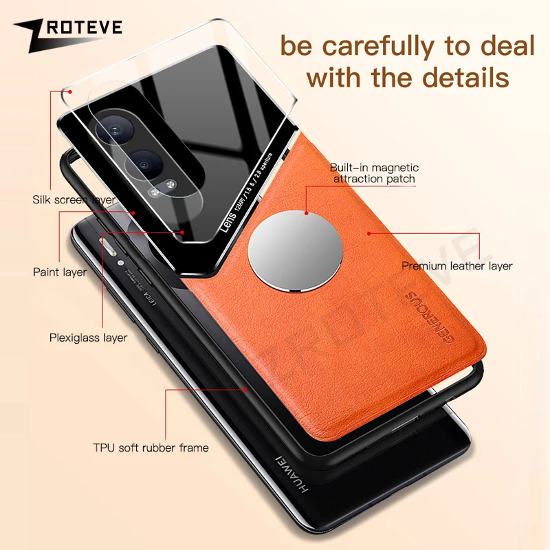 Premium PU Leather Magnetic Shockproof Phone Case – Black