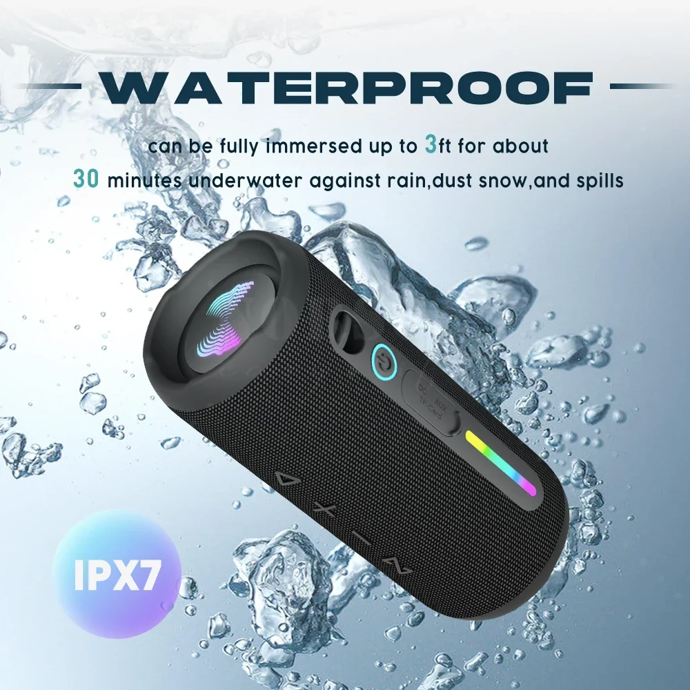 NOAVSUR 360° Surround Sound Bluetooth Speaker, Dual 15W Bass, IPX7 Waterproof ,Party Outdoor Camping EQ Adjustable 3