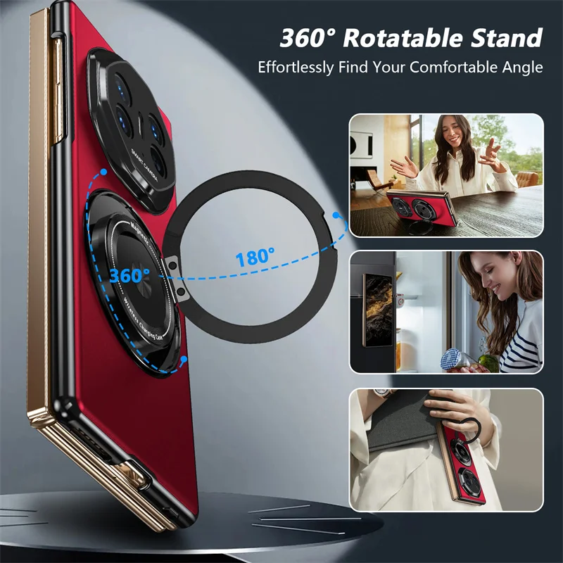 Magnetic Lens Stand Matte ShockProof Soft Silicone Case - Skin-Friendly Protection Cover