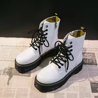 New Women Motorcycle Boots Casual Shoes Woman Leather Minimalist Classic Punk Female Goth Shoes Platform Boots Women Botas Mujer 3
