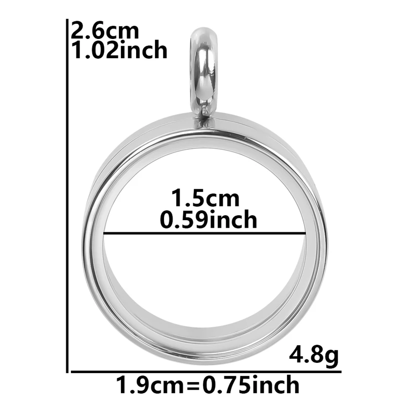 High-Quality Stainless Steel Round Glass Coin Bezel Photo Locket Pendant