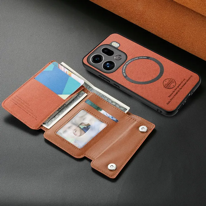 Luxury Detachable Leather Wallet Case with Magnetic Back