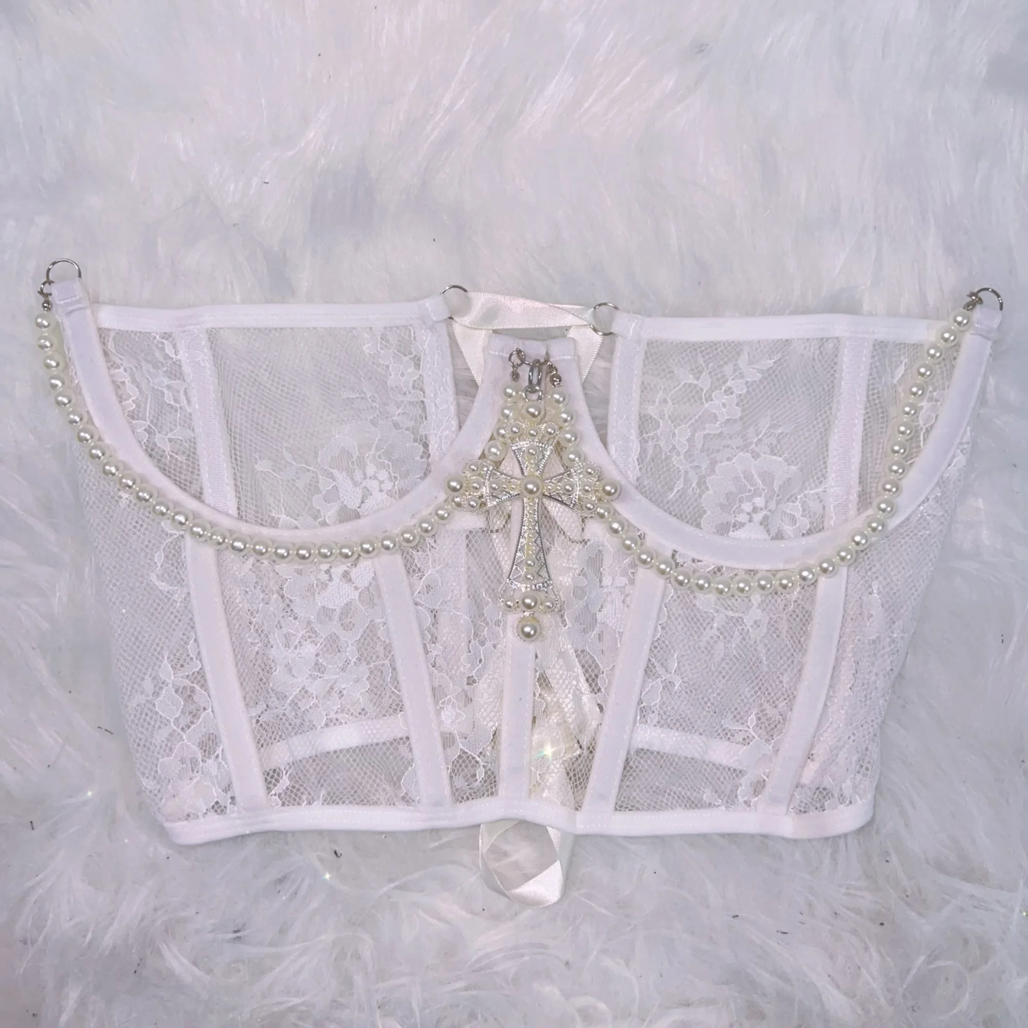 Frilly Pink Lace Up Cropped Top 6