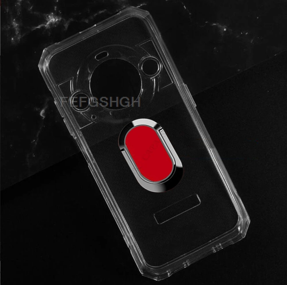 Premium Ring Holder Bracket Phone Cover - Black Silicone TPU Case