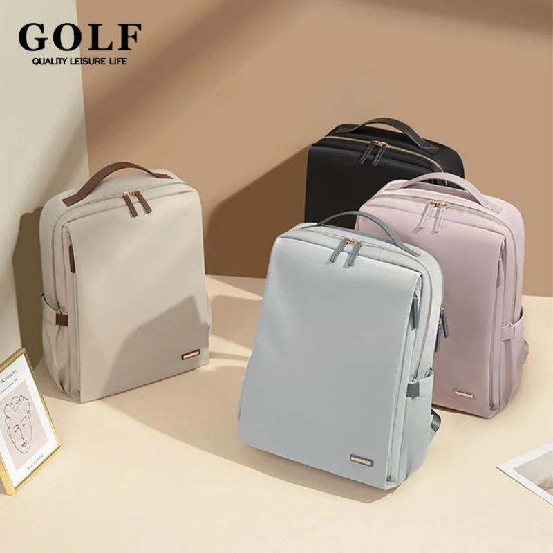 

GOLF Solid Color Backpack Laptop Bag 15.6 Inches Briefcase Backpack Travel Large Capacity Waterproof Women's Bag Fashion 2024