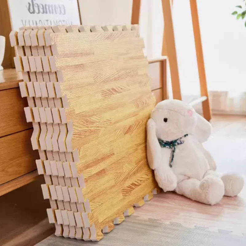 Wood Grain Puzzle Floor Mat Eva, Non-Slip Cushioning Exercise Pad, Detachable Washable Multi-Functional Home