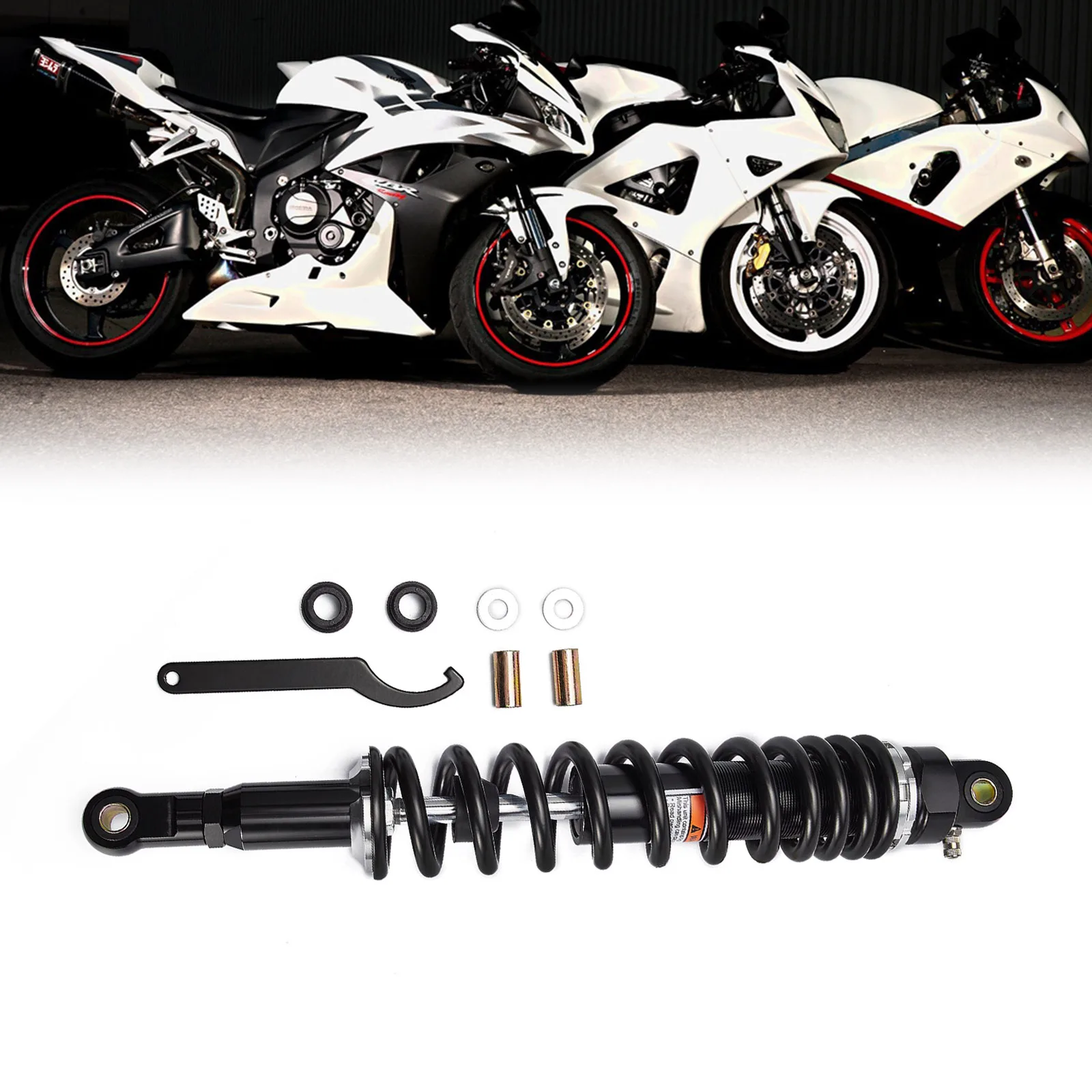 Amortisseur Universel Moto/ATV - 280 Mm (œil à œil), Ressort Acier 7 Mm, Charge Max 200 Kg/paire - 8