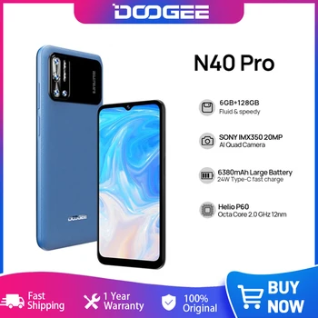 DOOGEE N40 Pro Smartphone 6.5 inch 20MP Quad Camera Helio P60 6GB+128GB Cellphone 6380mAh Battery 24W fast Charging 1