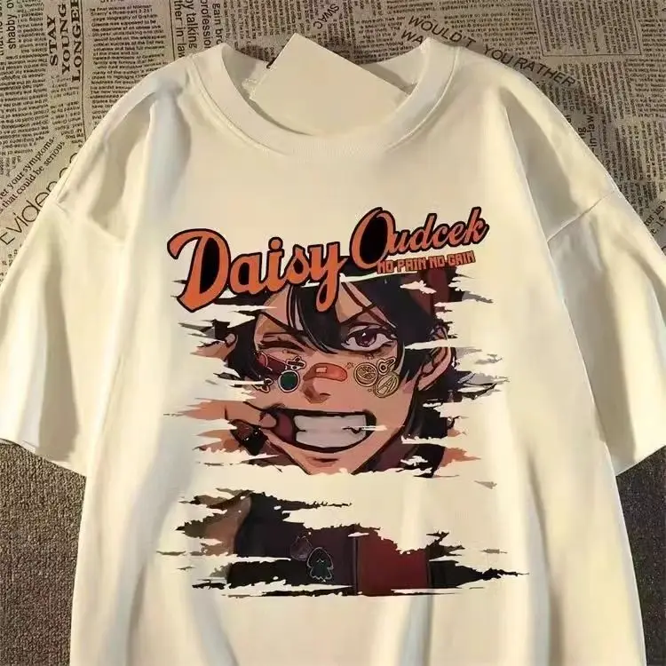 

Pure cotton American retro hiphop trend anime short sleeved t shirt popular casual men and women ins loose half sleeve T-shirt