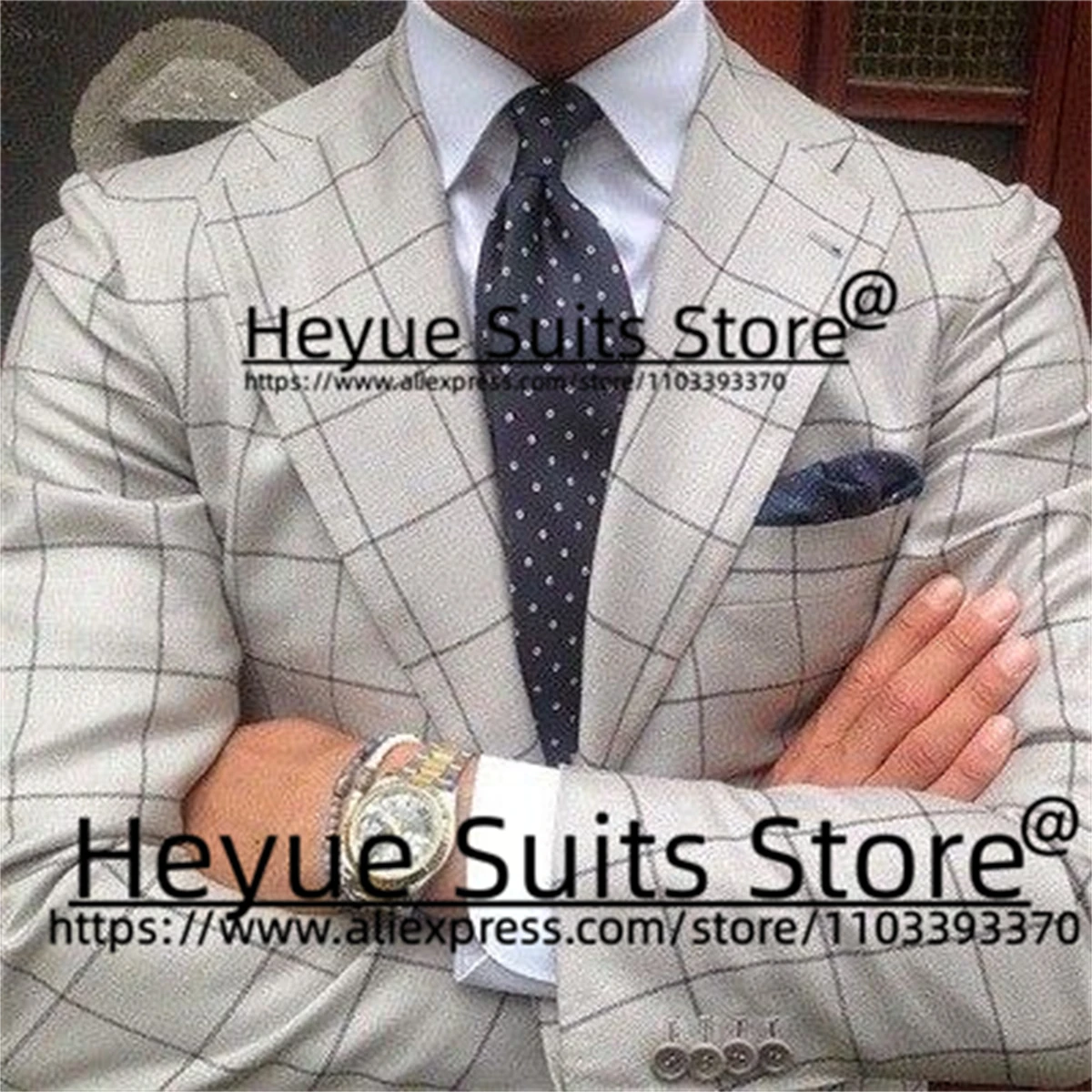 Tailor Made High-end Products Plaid Men Suits Slim Fit Wedding Groom Formal Tuxedos Prom 2 Pieces Sets terno masculinos completo