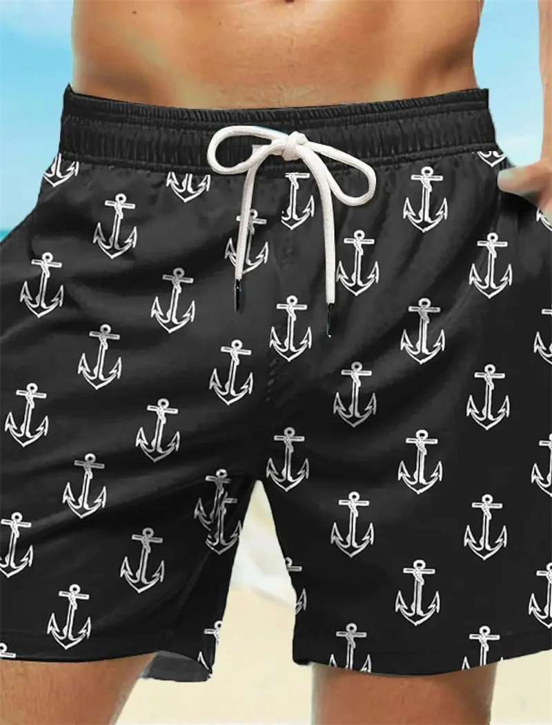 Anchors Pattern Men's Beach Shorts Summer Swim Trunks 3D Printed Women Men Casual Oversized Loose Sport Short Pants 4