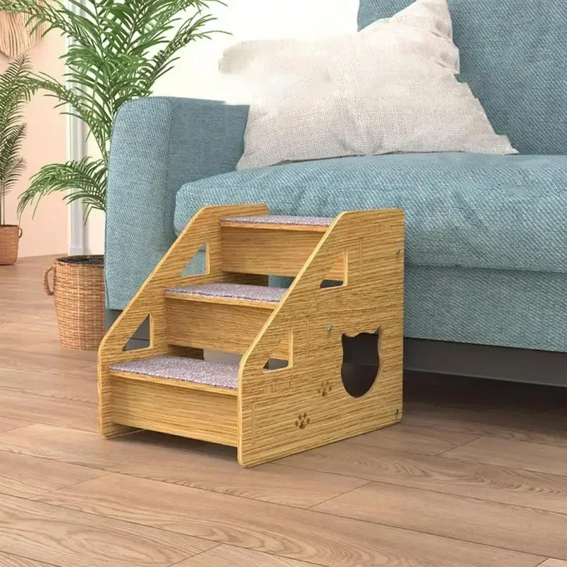 3-Tier Wooden Pet Steps with Non-Slip Surface Perfect for Small Dogs & Cats to Access Couches and Beds Safely pet ramp stairs