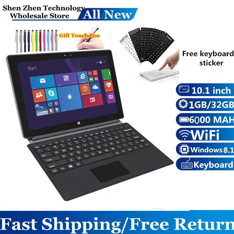 2023 Vendite 2 In1 Tablet Pc Lt1067 10.1 ''Windows 8.1 Wifi 1Gb Ddr + 32Gb 1280X800 Ips Dual Camera Quad Core Z3735G 1.33G