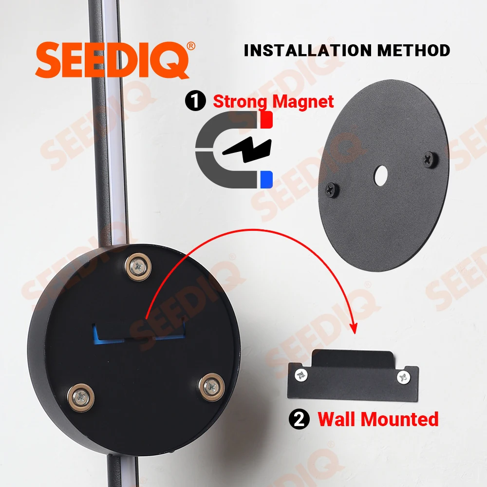 Rechargeable Wall Light With Remote Control Dimming 50 80cm Black Wall Sconce 3 in 1 Easy Installation Mounted Lamp