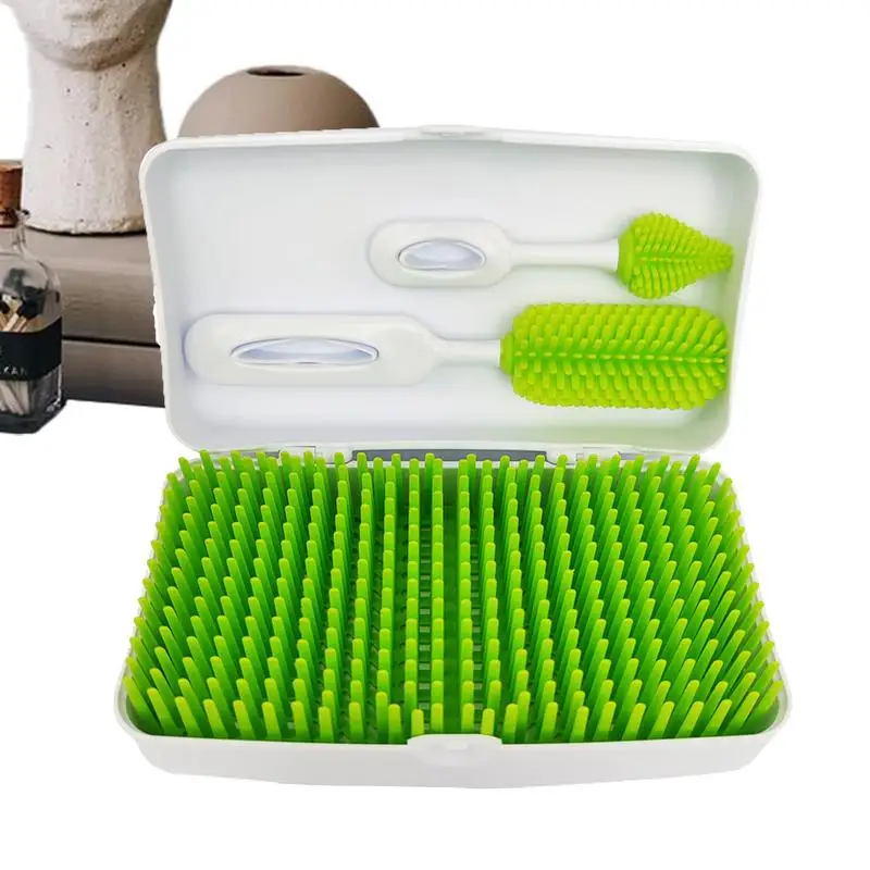 Baby Bottle Drying Rack Silicone Organizer Drying Rack For Baby Bottle Detachable Space Saving Dryer With Storage Box For