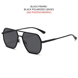 Chic Photochromic Metal Sunglasses - Fashionable Polarized Anti - Glare UV400 Shades (Black Black)