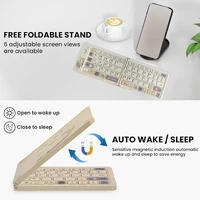 Three Bluetooth Wireless Folding Keyboard 67 Keys Cute Style Rechargeable Wireless Folding Keyboard for Windows/IOS/Android - Image 3