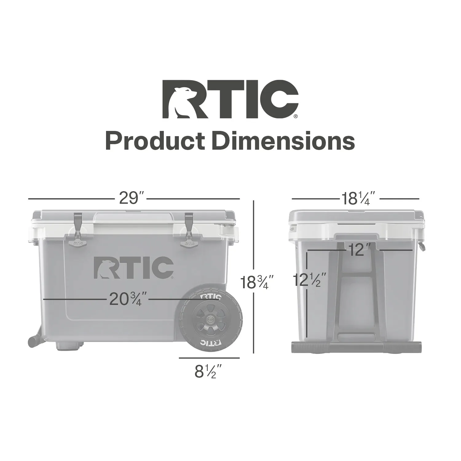 RTIC 52 QT Ultra-Light Wheeled Hard-Sided Ice Chest Cooler, Dark/Cool Grey, Fits 78 Cans