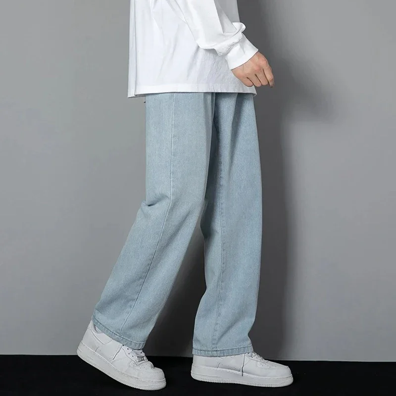 Men Simple Straight Leg Casual Jeans Male Baggy Korean Fashion Denim Pants Basic Youth Popular Daily Work Wear Denim Trousers 3