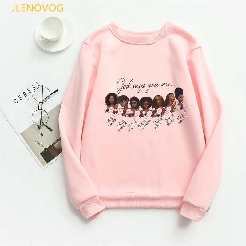 

Melanin Faith Letter Print Hoodies Women Black African Girls Magic Sweatshirt Autumn Winter Casual Clothes Tracksuit Streetwear