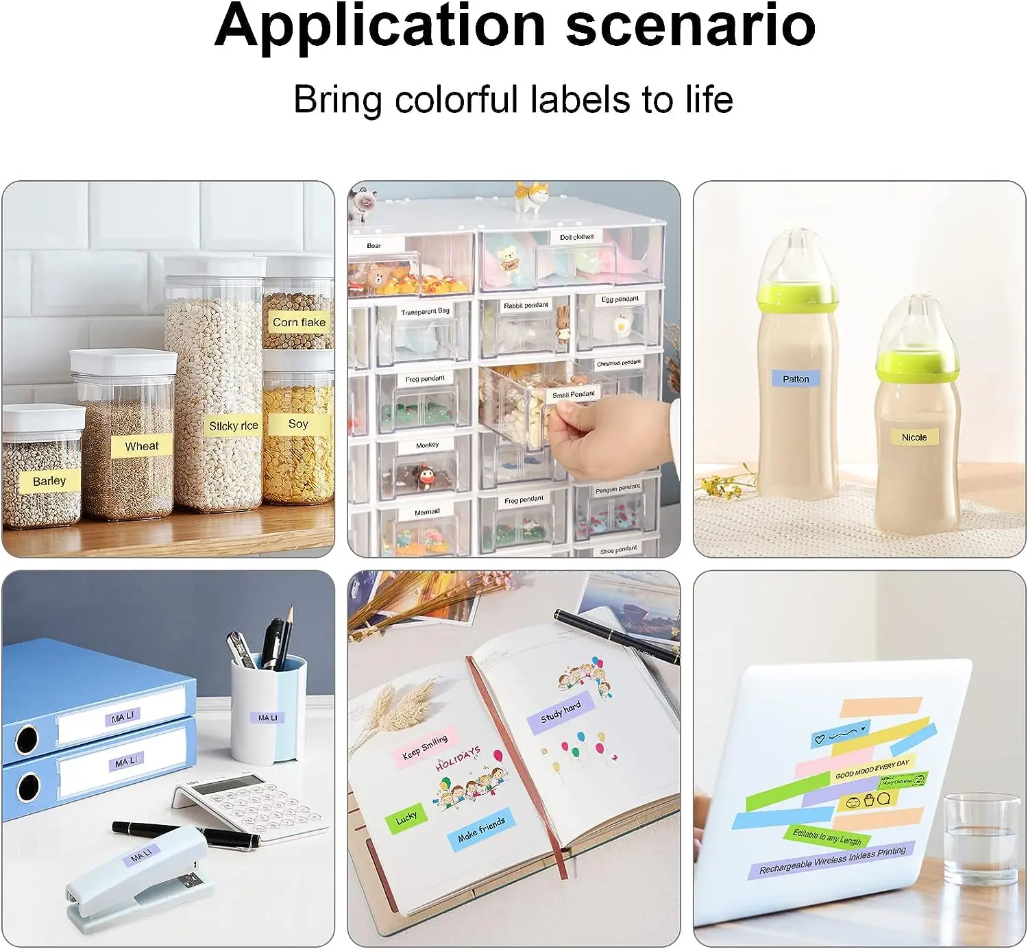 Marklife 열전사 라벨 프린터 P12 미니 블루투스 접착 라벨 프린터 (주방, 사무실, 선물/DIY, 창의적인 작업/마킹 기계용)