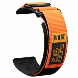 Universal 22mm Nylon Watch Strap - Durable Replacement Band for 22mm (Black Orange)