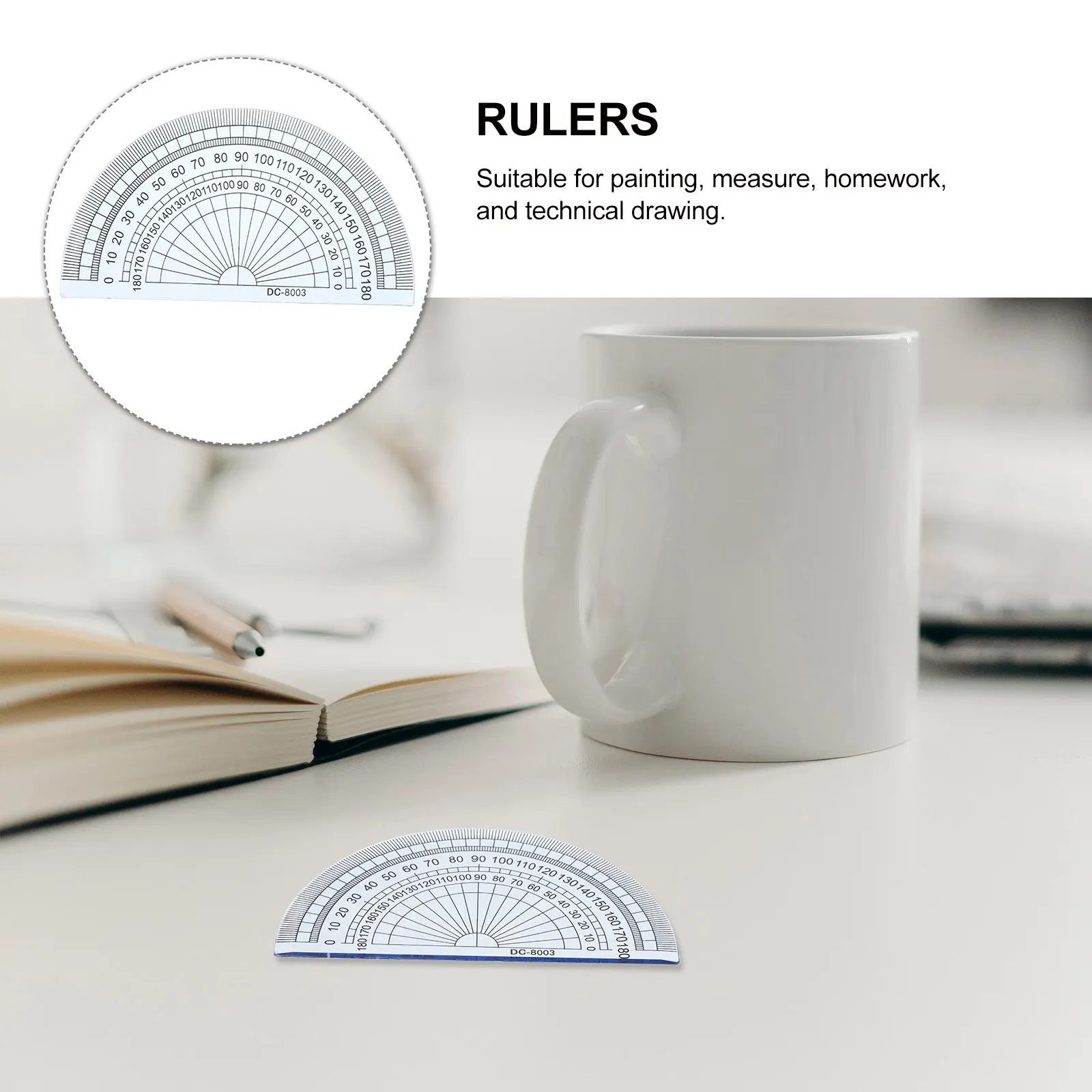 20Pcs 플라스틱 각도기 각도 측정 4 인치 180도 투명 학생 학교 사무실 측정 눈금자 수학 도구
