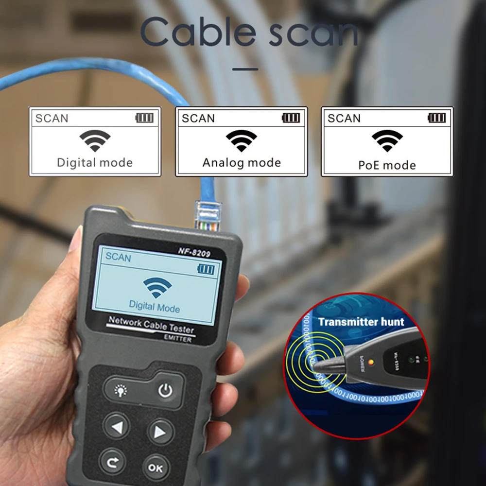 Noyafa NF-8209 internet cable tester LCD Display Measure Length cabl RJ45 Cable Tracker utp multifunctional tester Network Tool 3