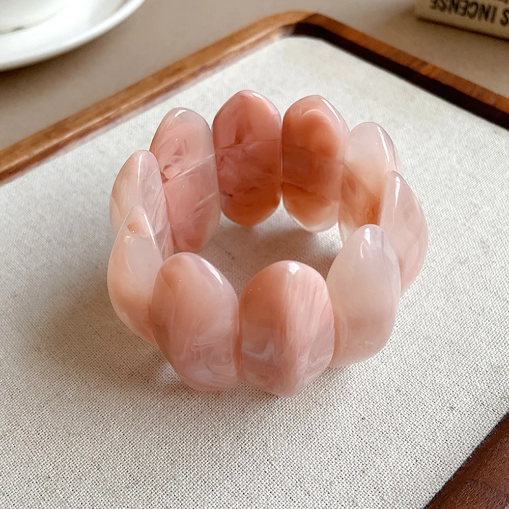 Bangle Acrylic Elastic Rope Bracelets Smudged Acrylic Bracelet Niche Versatile Design Bangles Retro Fashion for Women African 5