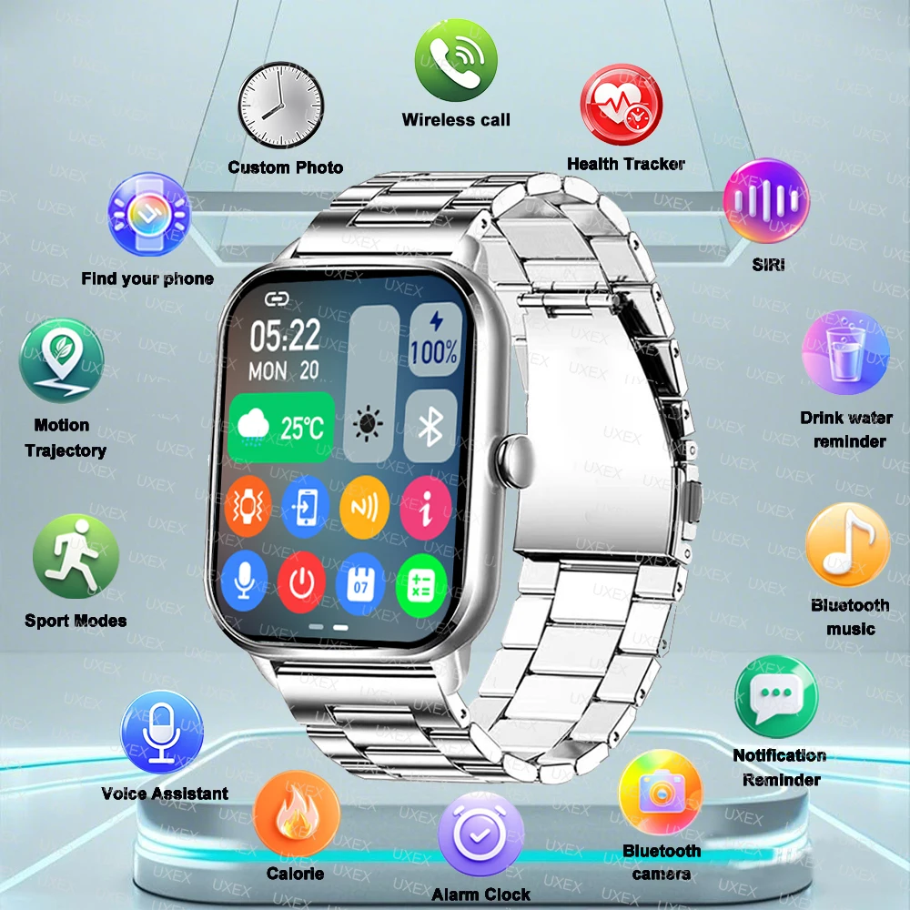 2026 New Fashion Smartwatch Men 2.01 HD Bluetooth Call Alarm Clock Custom Photo Health Tracking Watches Smart Women Offers Today 1