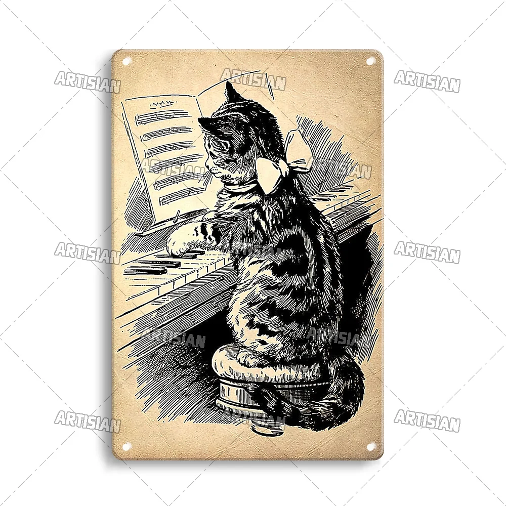 SUPERDANT Funny Black Cat Workout Tin Sign - Vintage 20x30cm Gym Wall Decor With Motivational Quote | Man Cave & Home Wall Art