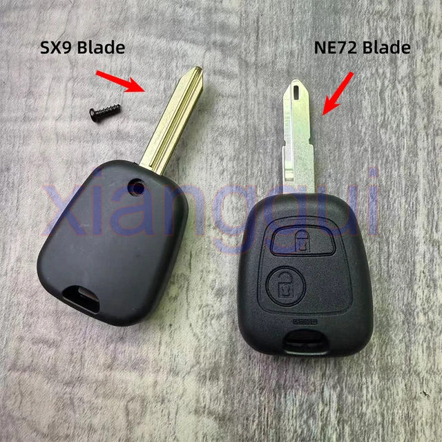 รีโมทกุญแจรถยนต์ 2 ปุ่ม ชิป ID46 PCF7961 ความถี่ 433.92MHZ สำหรับ Peugeot 107 206 207 306 307 407 และ Citroen C1 C2 C3 Saxo Picasso 4