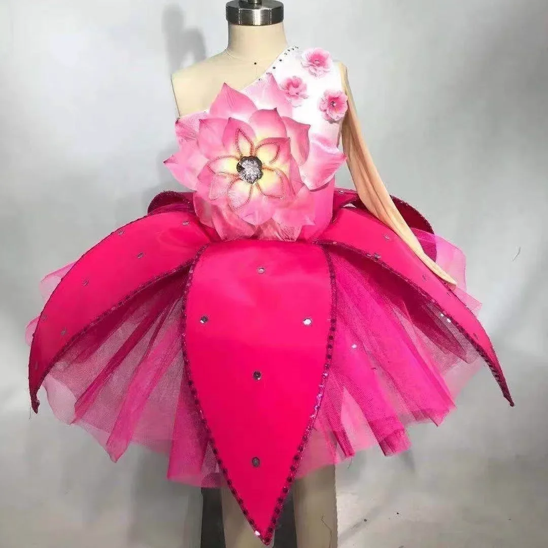 Children&rsquo;s Magnolia Fragrance Performance Costume Peach Blossoms Girls&rsquo; Lotus Style National Opening Dance Magnolia Blossoms