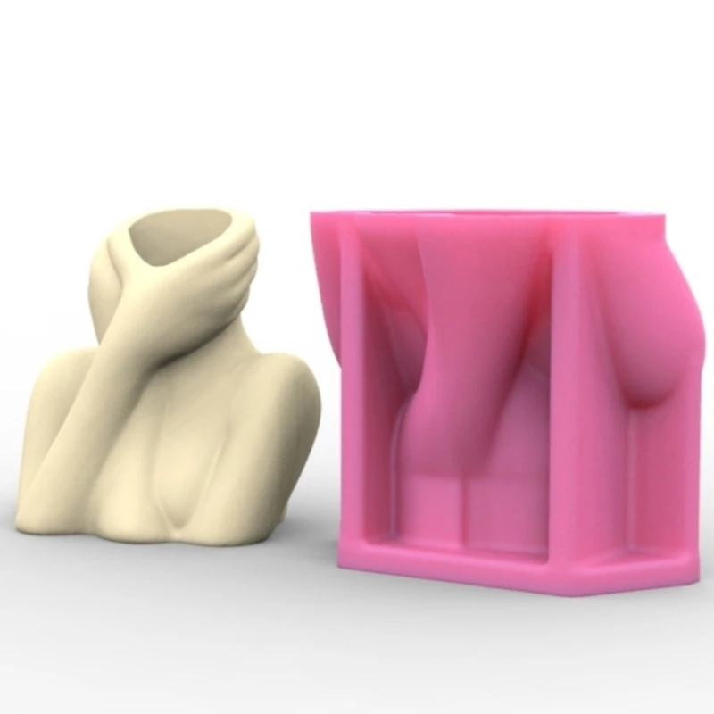 Abstract Portrait Vase Molds Unique Flowerpots Silicone Mould for Making Planter Flower Arrangement Resin Molds Decors
