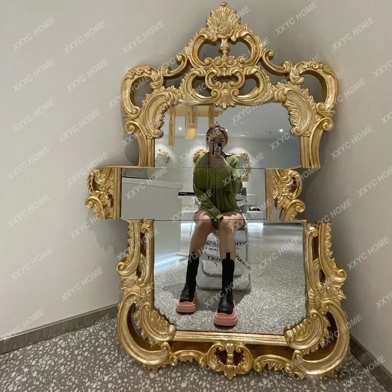 zx1French retro court style fireplace decorative mirror