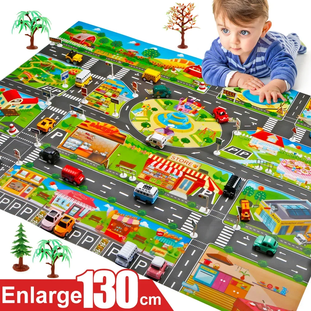 Road Mats Children Traffic Car Map Boy Girls Educational Toys Road Carpet Playmat For Baby Mats Cartoon City Rug Kids Toys Games baby play mat,play mat