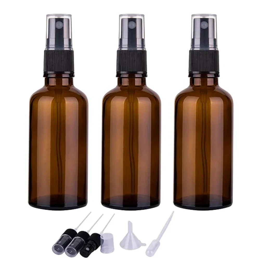 1pcs 5ml-100ml Amber Glass Perfume Bottle  Sprayer Atomize Bottle Travel Refillable Bottles Essential Oil Containers