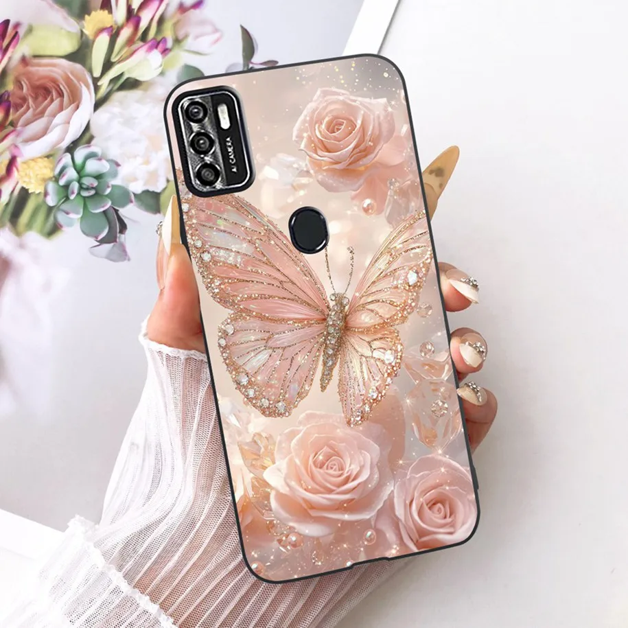 Floral Soft Black Silicone Bumper Phone Cover