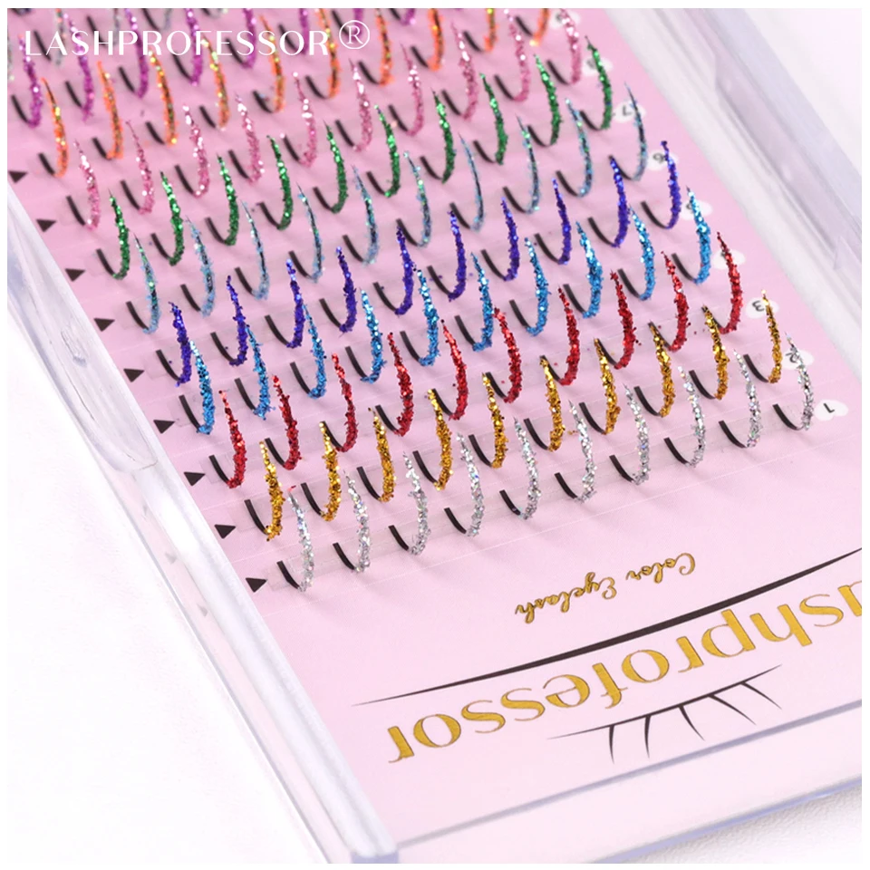 

Lashprofessor Mix Color Glitter Lashes Fashion Shiny Colorful Russian Volume Individual Eyelash Extensions Colors Glitter Lashes