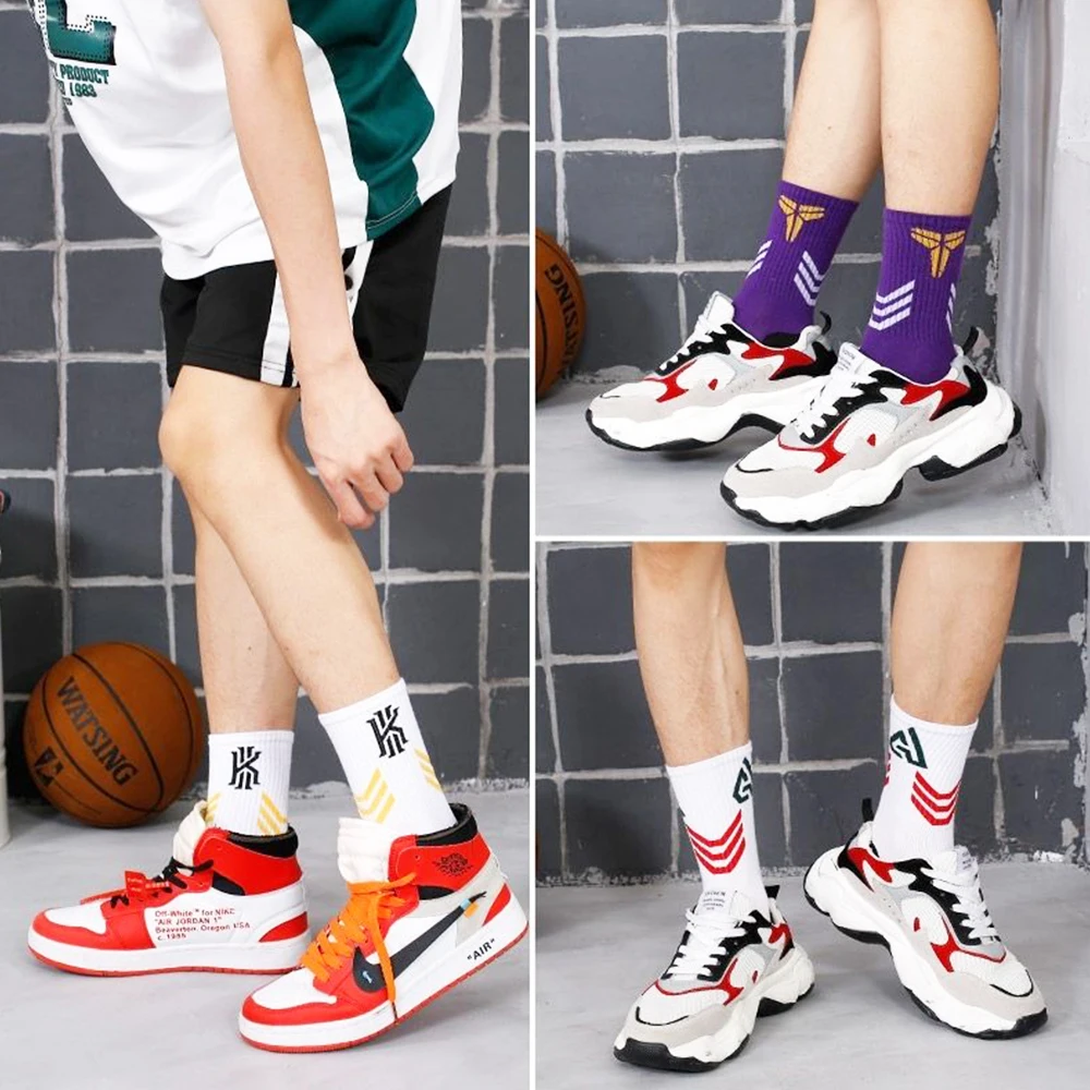 3Pairs New Funny Basketball Socks Men Fashion Cotton Sock Cycling Outdoor Comfortable Soft Breathable Running Football Socks