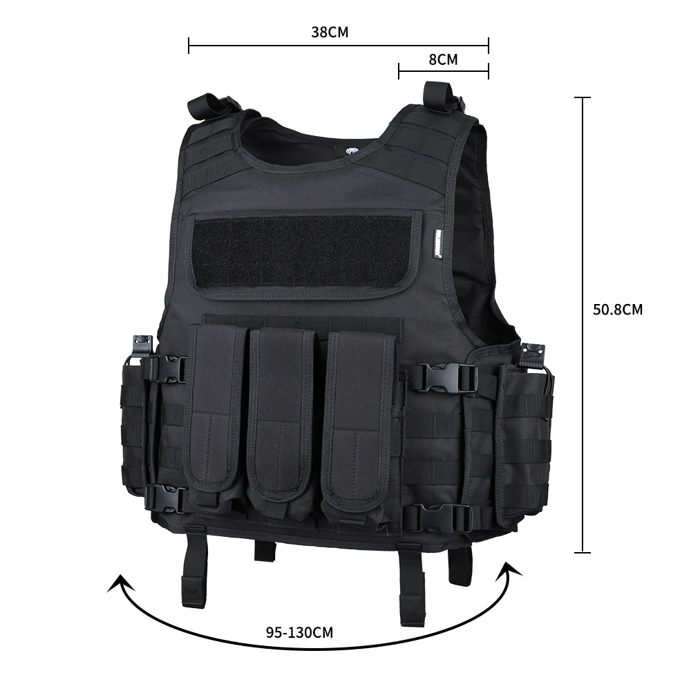 MGFLASHFORCE Molle Airsoft Vest Tactical Vest Plate Carrier Fishing Hunting Paintball Vest Armor Vest