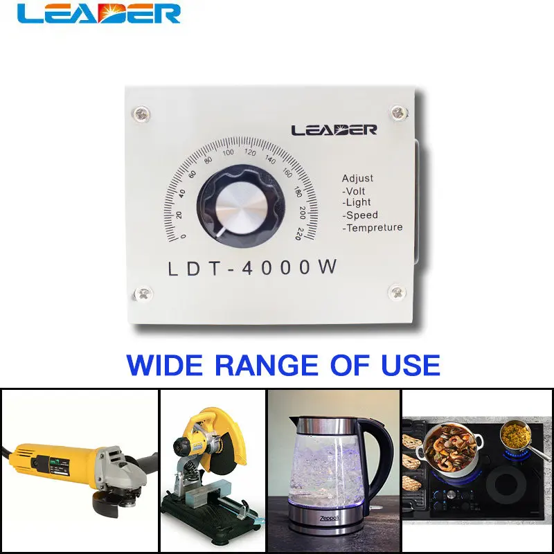 Voltage Regulator LEADER SCR Dimmer Portable Speed Temperature Light Adjustable AC220V 4000W Compact Variable