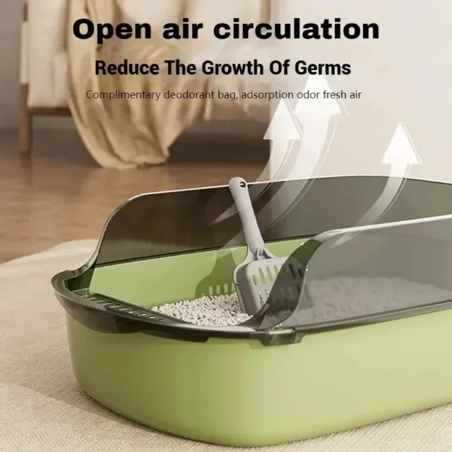 Cat Litter Box Semi-enclosed Cats Toilet Plastic Durable Pet Bedpans with Litter Scoop Anti-Splash Kitten Toilet Cat Supplies 3
