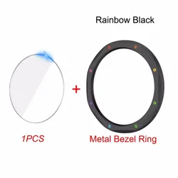 Sleek Metal Bezel Ring with Tempered Glass Protector for MI Watch S4 S4 eSIM (Black Rainbow)