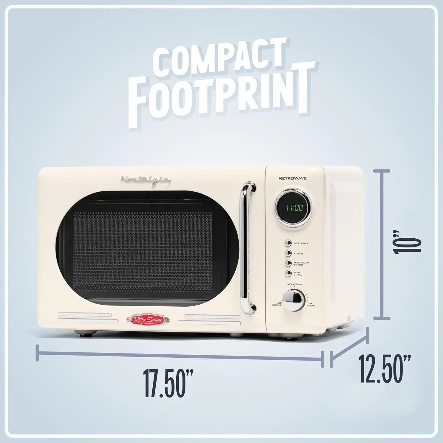 Retro Compact Countertop Microwave Oven 0.7 Cu. Ft. - 700-Watts with LED Digital Display, Child Lock -Easy Clean Interior 5